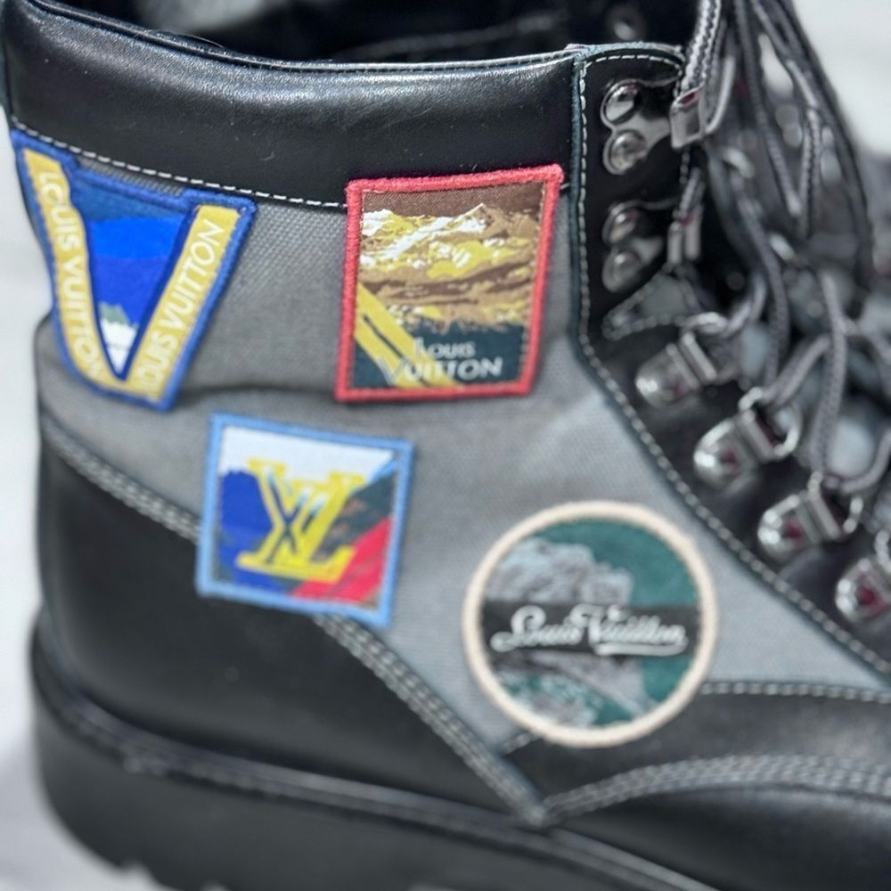 Louis Vuitton Oberkampf Patch Leather Combat Boots Size 8.5 - Picture 4 of 8
